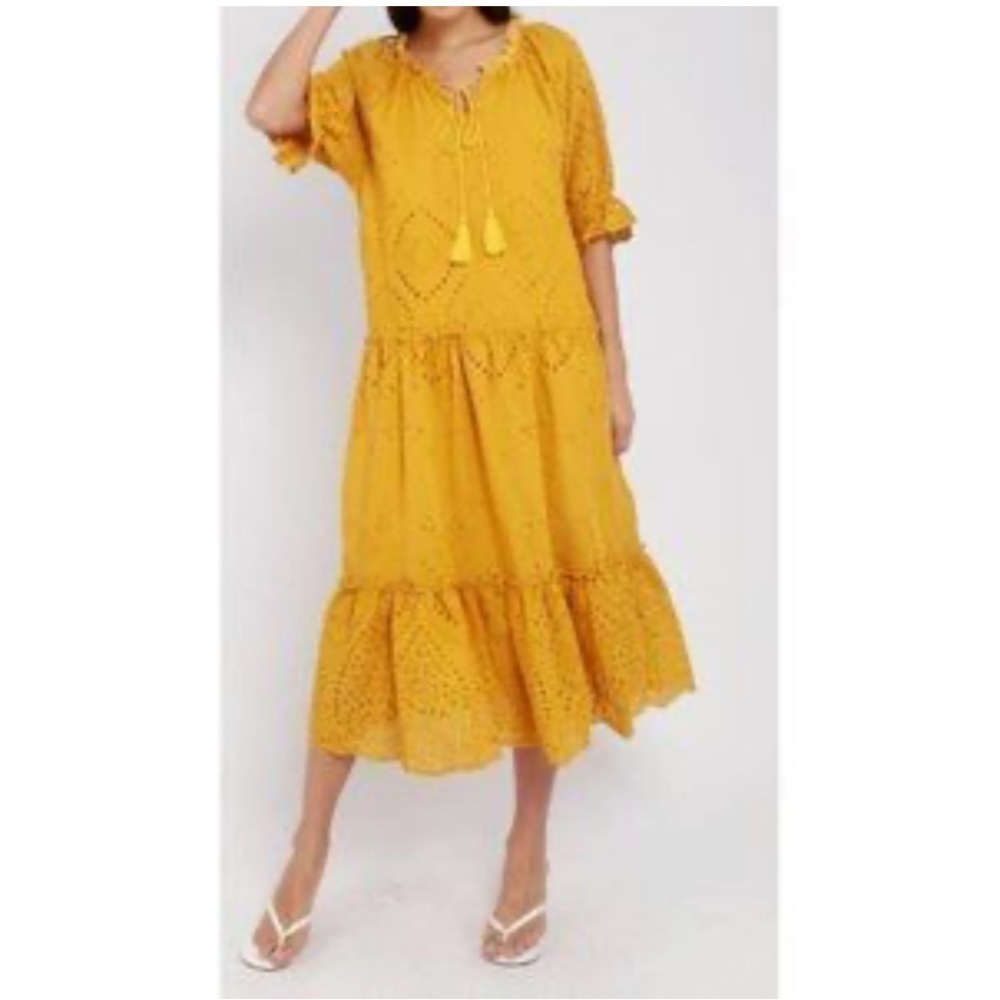 o.p.t. Anthropologie Yellow Eyelet Maxi Dress